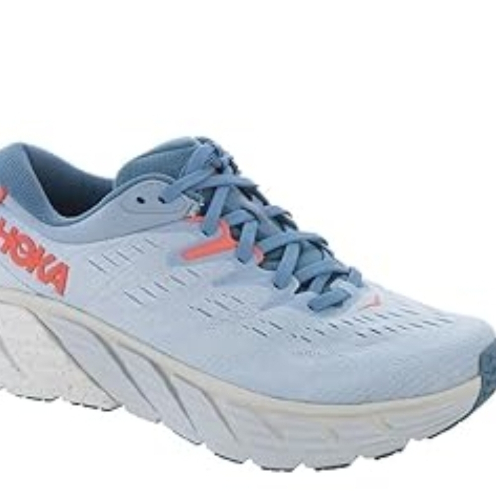 Hoka Women's Light Blue and Coral Athletic Running Shoes